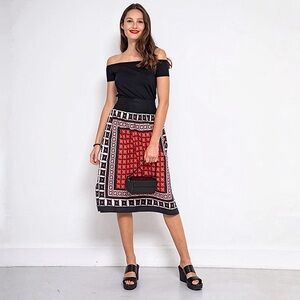 Agnes B. Dress Cristal Red Black Geometric Print Dress